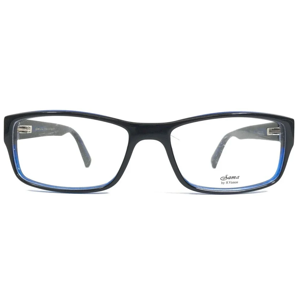Sama Eyeglasses Frames Strada BLK/DENIM Black Clear Blue Full Rim 57-17-135